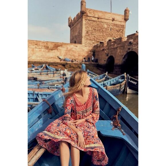 Anthropologie x RD & Koko Trimmed Peasant Dress - Picture 1 of 5